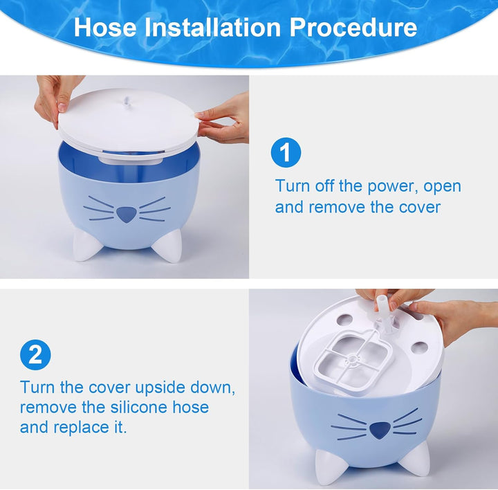 VinDox Filter Katzenbrunnen 12 Stück Filter und 4 Silikonschläuche Für 2,5L Trinkbrunnen Katzen Für