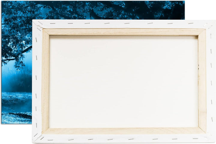 deyoli traumhafter roter Ahornbaum Format 80x60 Effekt: Monocrome Blau als Leinwandbild, Motiv ferti