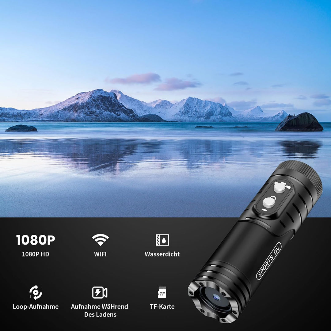 Tiantianle Action Cam,Helmkamera Fahrrad WiFi,Action Cam Motorrad,Wasserdicht Sport Kamera,1080P HD