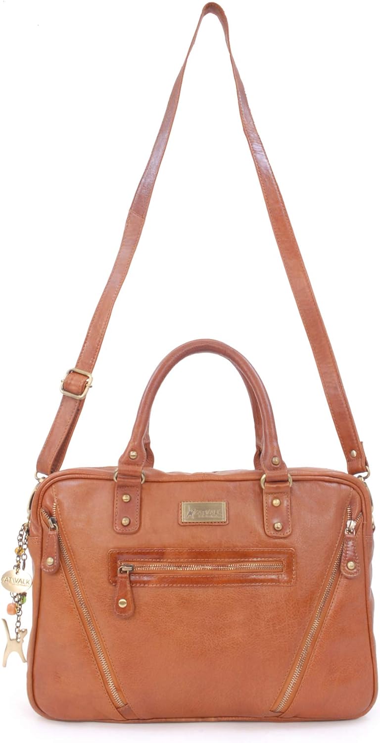 Catwalk Collection Handbags - Leder - Schultasche/Arbeitstasche/Aktentasche für Damen - Laptop/iPad