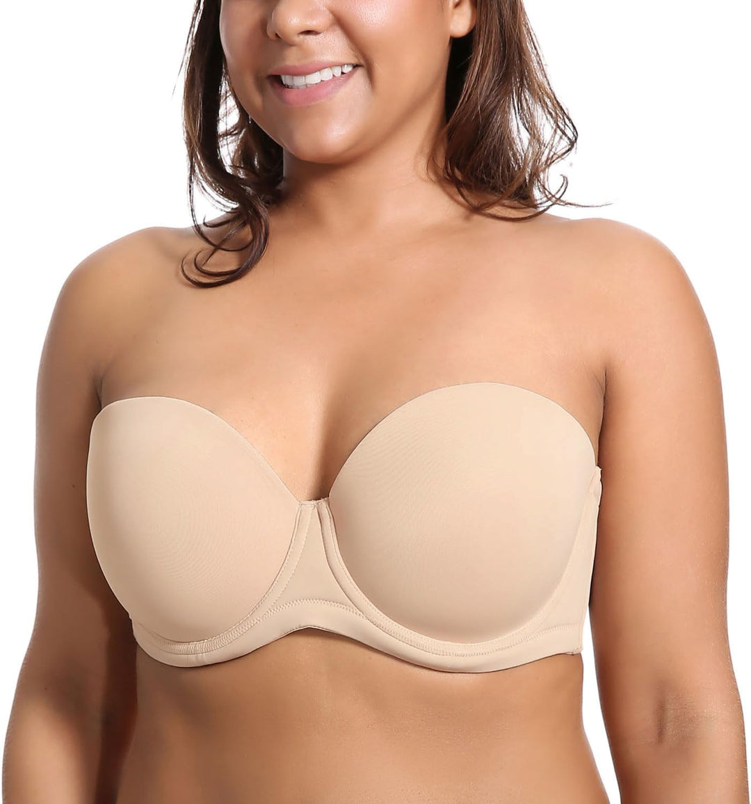 DELIMIRA Damen Trägerloser BH - Bügel BH mit geformte Cups 70F Beige, 70F Beige