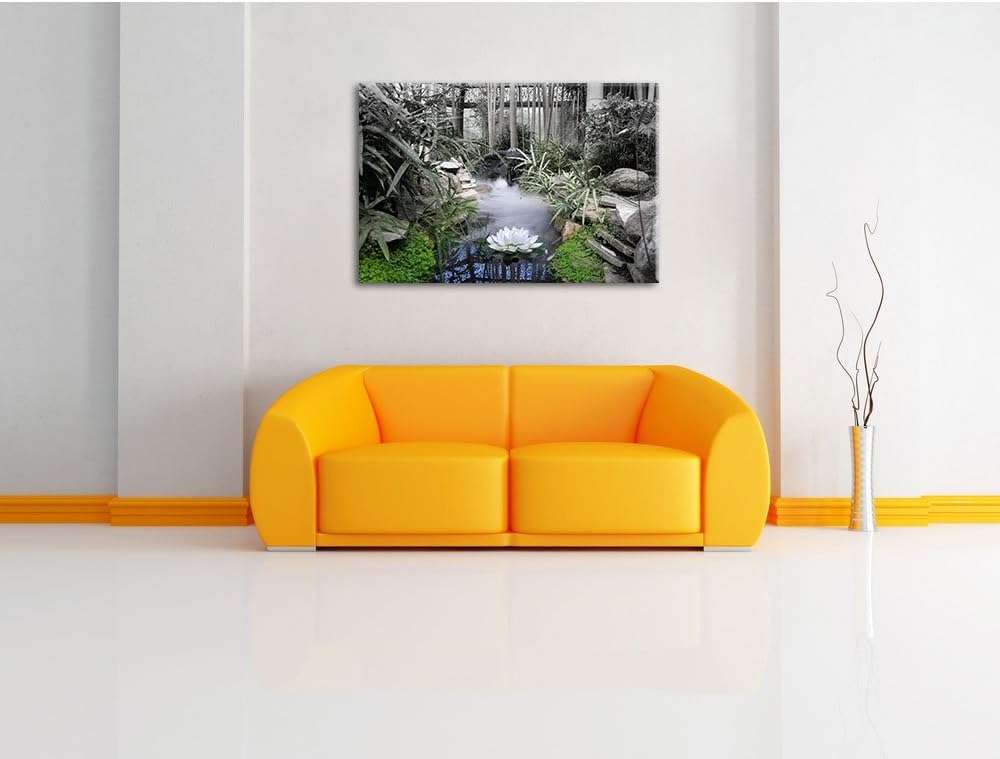 Pixxprint Zen Garten Japan / 100x70cm Leinwandbild bespannt auf Holzrahmen/Wandbild Kunstdruck Dekor