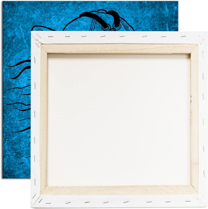 deyoli unheimlicher Totenkopf mit Kopfhörern Format: 70x70 Effekt: Monocrome Blau als Leinwandbild,