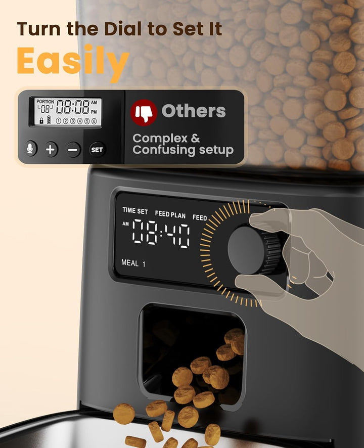 oneisall 3.5L Futterautomat Katze, Katzenfutter Automat mit Programmierbarem Timer, 1-6 Mahlzeiten p