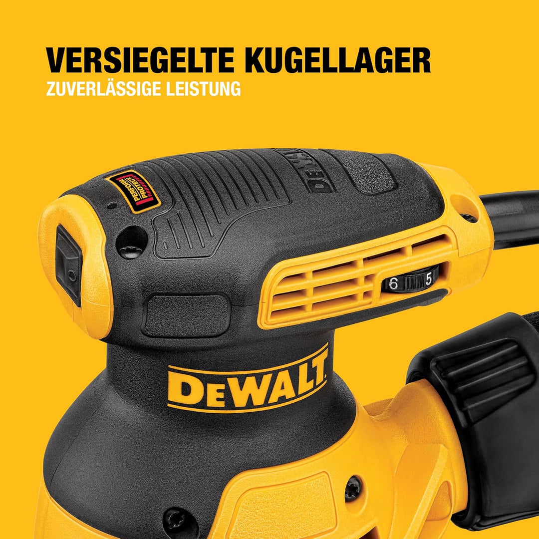 DeWalt Exzenterschleifer (mit Absaugung, Staubfangbehälter, staubgeschütztem Schalter und Getriebege