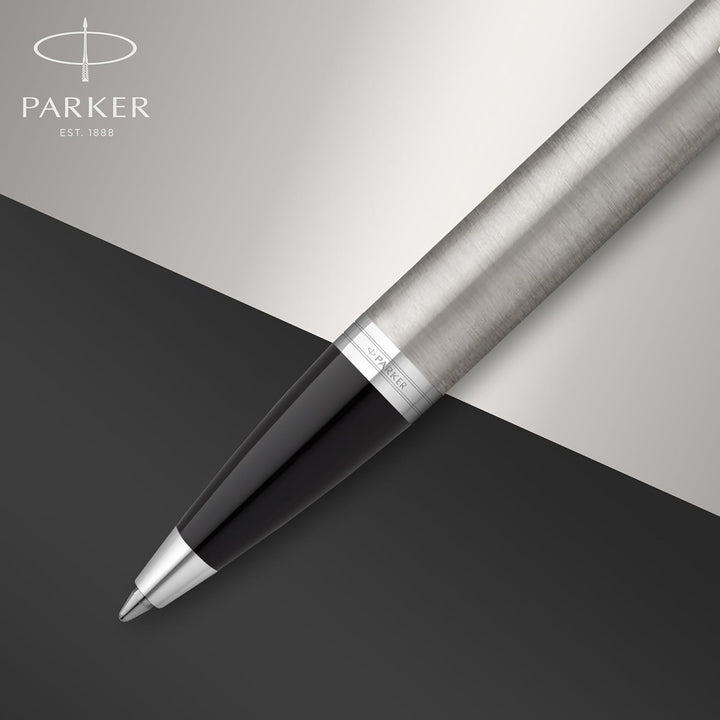 Parker IM Duo-Geschenkset mit Kugelschreiber & Tintenroller | Brushed Metal mit Goldzierteilen | Nac
