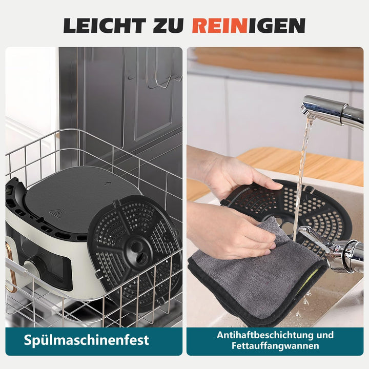 Oyajia 5L Heissluftfritteuse mit Sichtfenster, mit Manueller Drehtaste, Spülmaschinenfest, Gesundes