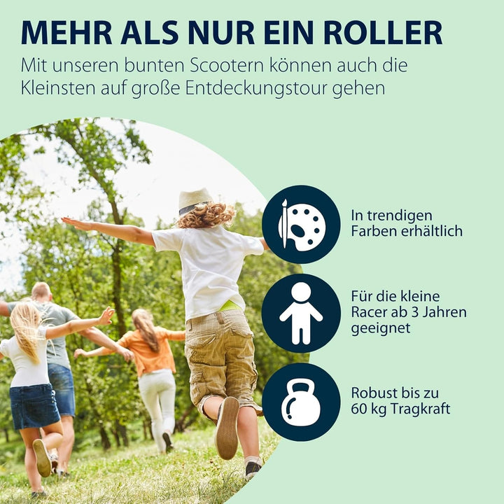 HUDORA Scooter Up 145 Junior - Hochwertiger & sicherer Kinder Roller ab 3 Jahre - Zusammenklappbarer