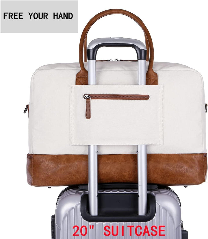 Damen Segeltuch Reisetasche Wochenendtasche Canvas Travel Duffel Weekender Tasche Handgepäck mit Sch