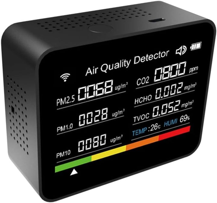 13 In 1 Luftqualität Monitor CO2 Meter Temperatur & Luftfeuchtigkeit Tester TVOC PM2.5 Schwarz, Schw