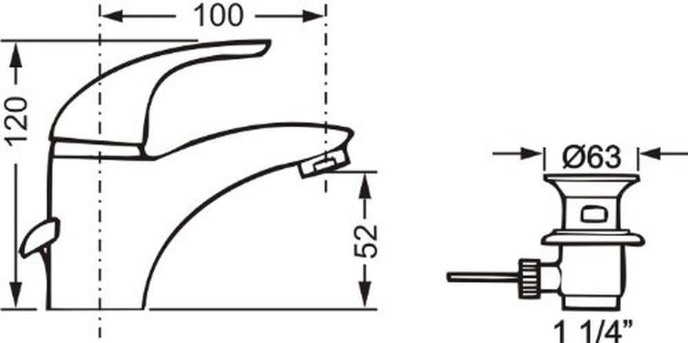Cornat Waschtisch-Einhebelarmatur "Leon" - Verchromter Messingkörper - Niedrige Auslaufhöhe - Mit Ab