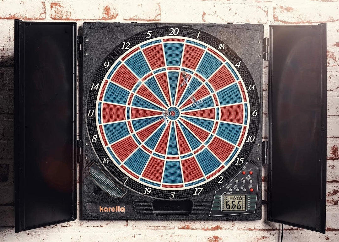Dartautomat Karella CB-25, Tunierausführung, elektronische Dartscheibe mit 29 Spielen und 90 Variant