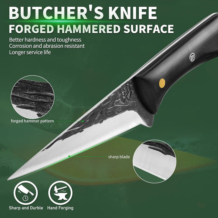 FULLHI Multi-color Holzgriff Full Tang Ausbeinmesser mit Scheide, High Carbon Steel Fishing Meat Sli