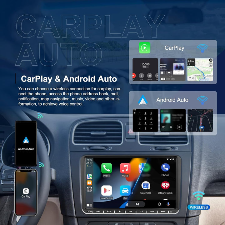 Android Wireless Carplay Autoradio mit Navi für VW Golf 5 6 Polo Passat, 7 Zoll Touch Display Radio