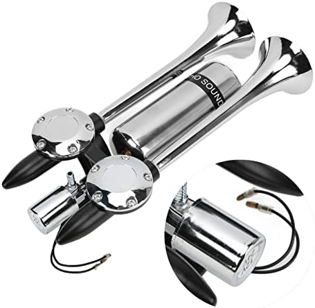 Lufthupe für LKW, 12V/24V 300dB Dual Trompete Super Loud Train Hupe Kit, Chrom-Zink-Autohupe für All