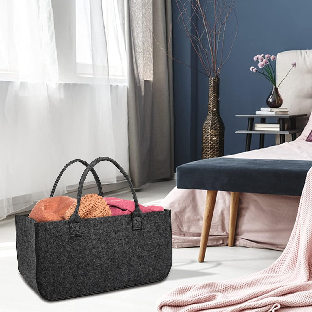 Yznahre Filztaschen, 4 Stück Faltbar Filztasche Kaminholz Kaminholztasche Filz, Filzkorb Filztaschen