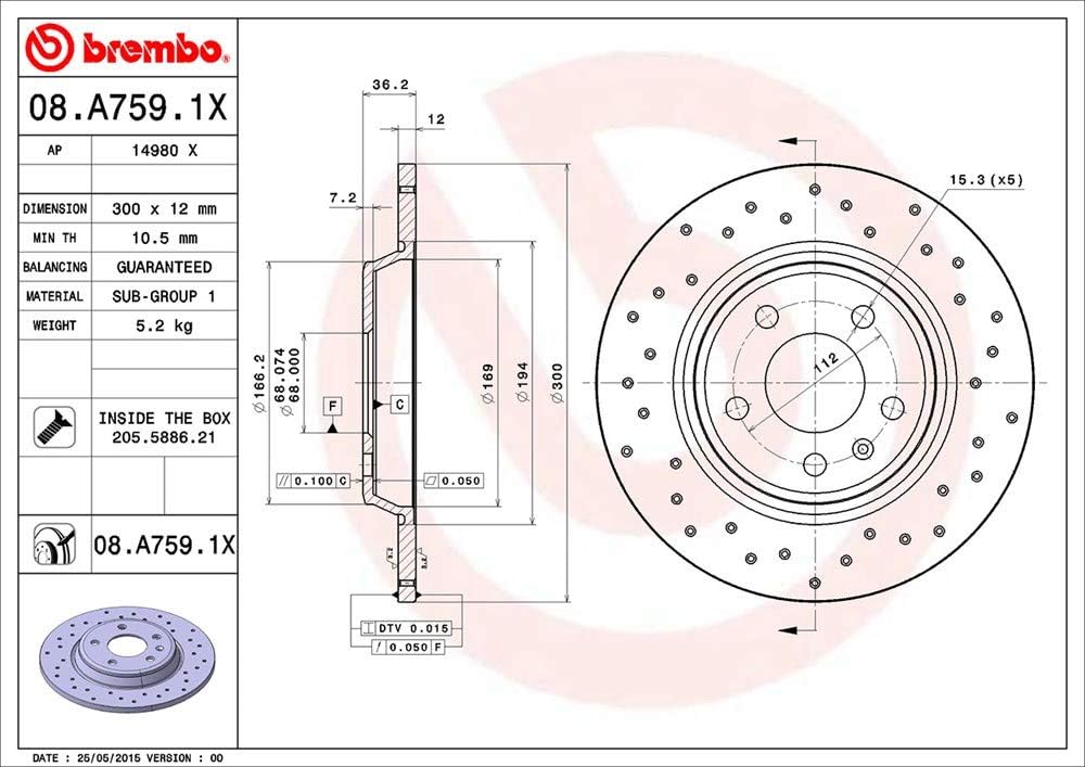 Brembo 08.A759.1X Bremsscheiben, Set of 2