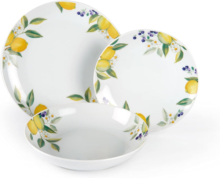Excelsa Lemon Tafelservice, 18-teilig, Porzellan, Bianco/Limoni, STK