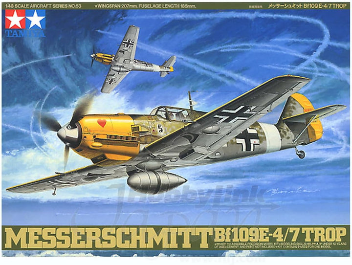 Tamiya 300061063-1:48 WWII Messerschmitt BF109E-4/7 Trop, Mittel