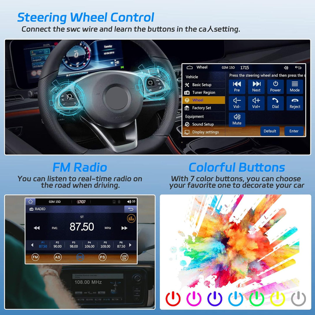 Hikity 1 Din Autoradio mit Wireless Carplay Android Auto Radio mit Slide Out Bildschirm 7 Zoll Touch