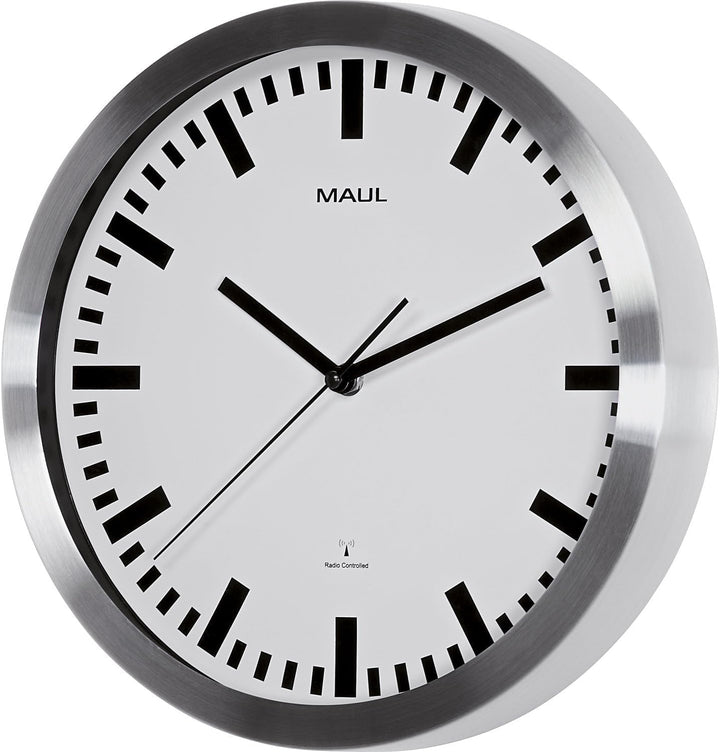 MAUL Wanduhr MAULpilot Ø 30cm | stilvolle Uhr mit weissem Ziffernblatt | gute Lesbarkeit | automatis