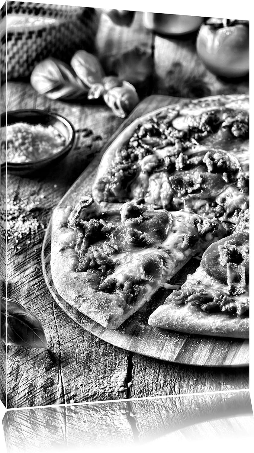 Pizza Käse Hawai als Leinwandbild/Grösse: 100x70 cm/Wandbild/Kunstdruck/fertig bespannt, 100x70