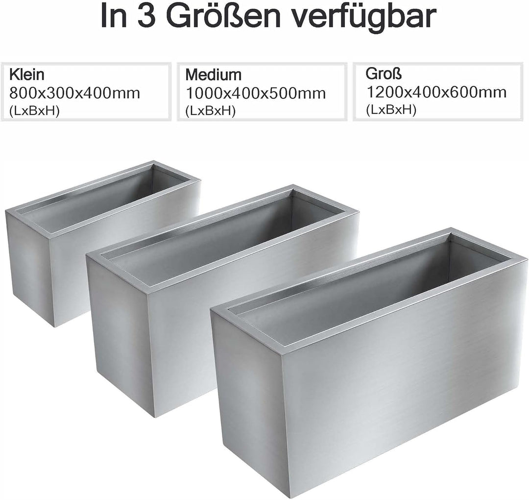 wuuhoo® XL Pflanztrog Daisy aus Edelstahl - wetterfeste Bodenvase, Blumenkübel wasserdicht & frostbe
