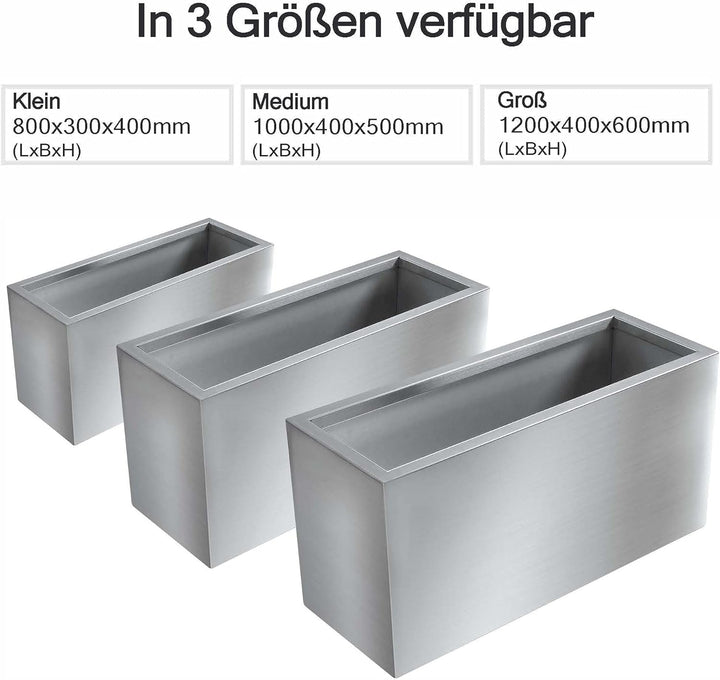 wuuhoo® XL Pflanztrog Daisy aus Edelstahl - wetterfeste Bodenvase, Blumenkübel wasserdicht & frostbe
