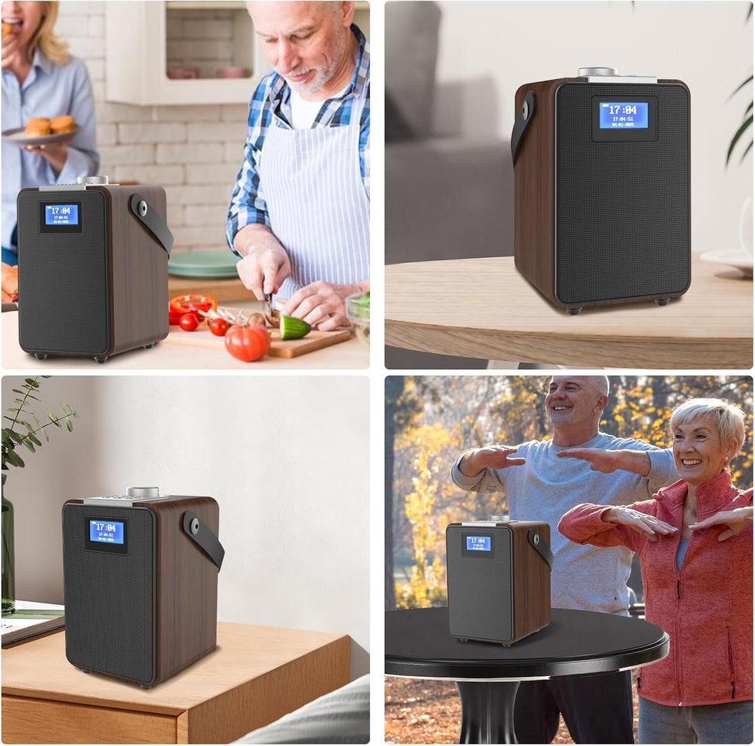 MONODEAL DAB Radio mit Bluetooth, Zwei Wecker, Wiederaufladbar DAB Plus/Dab+ Radio Klein, Küchenradi