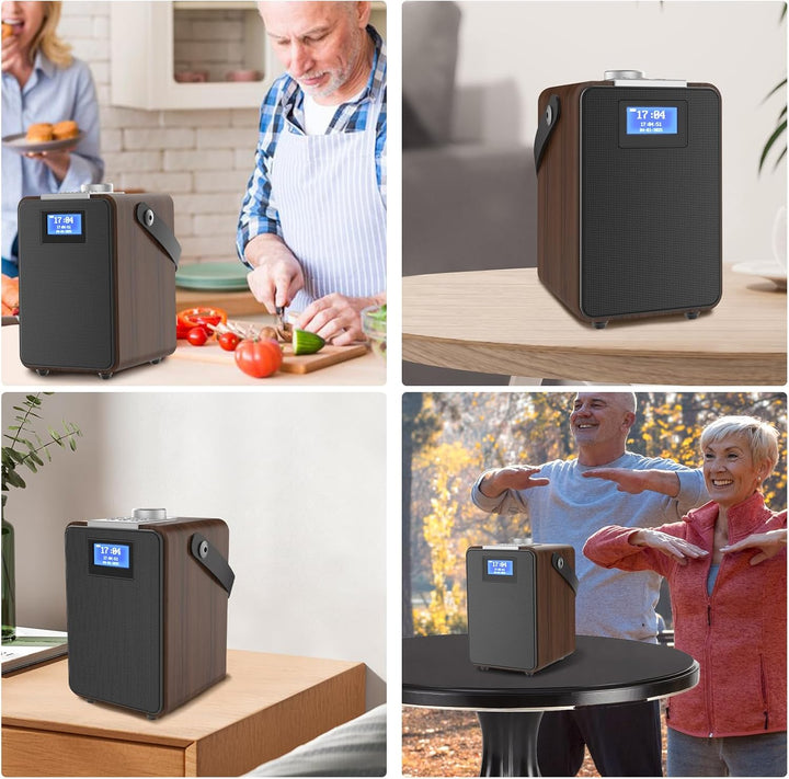 MONODEAL DAB Radio mit Bluetooth, Zwei Wecker, Wiederaufladbar DAB Plus/Dab+ Radio Klein, Küchenradi