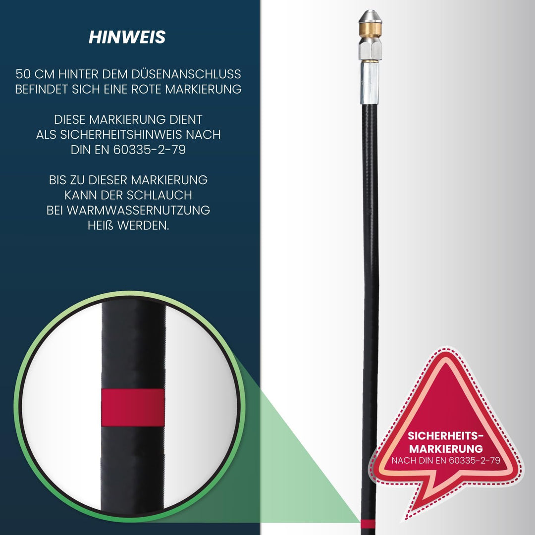 McFilter | Rohrreinigungsschlauch, 10m, 160-200 bar, inkl. Adapter, Düsen starr + rotierend, kompati