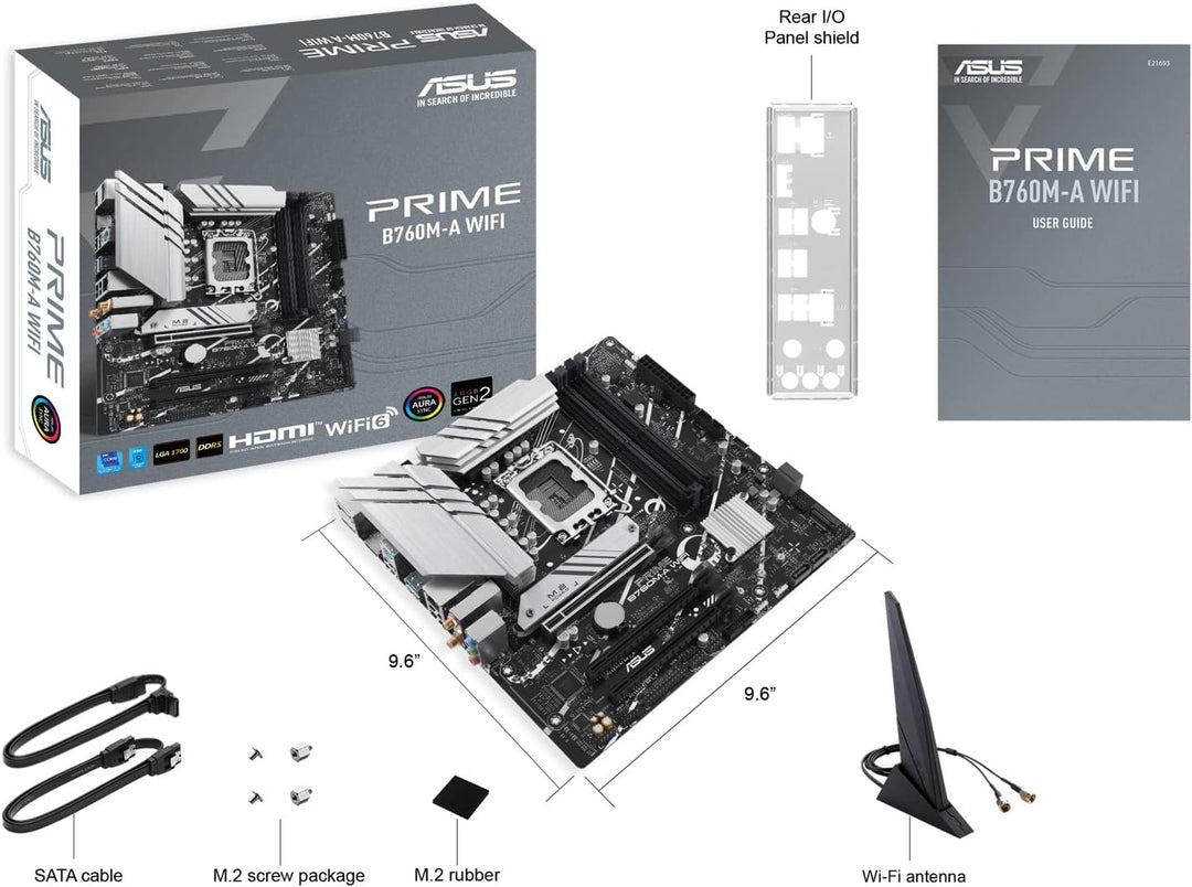 ASUS PRIME B760M-A WIFI Mainboard Sockel Intel LGA 1700 (Intel B760, mATX, DDR5 Speicher, PCIe 4.0,