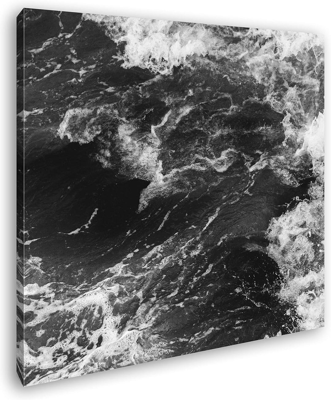 deyoli stürmische Wellen Format: 60x60 Effekt: Schwarz&Weiss als Leinwandbild, Motiv auf Echtholzrah