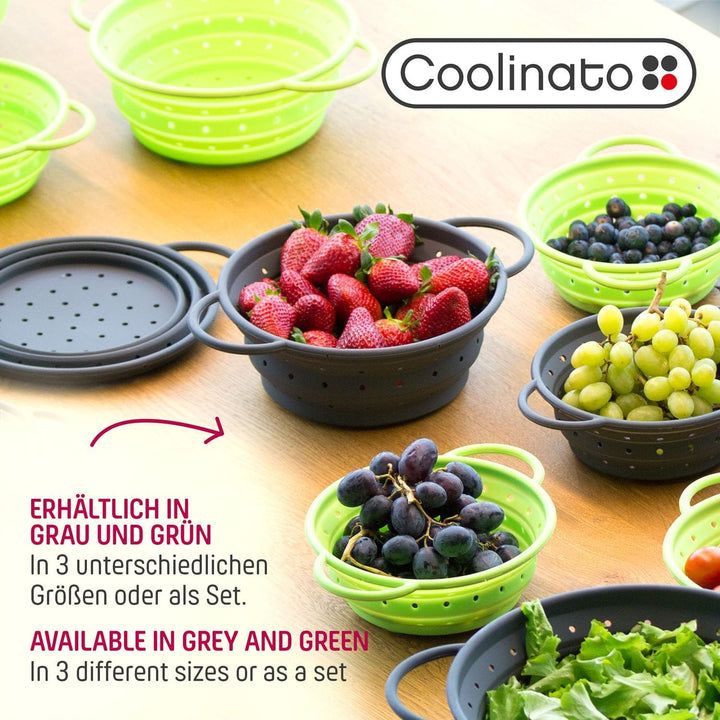 Coolinato Sieb aus Silikon, faltbar spülmaschinenfest, Nudelsieb Abtropfsieb Dampfgar Einsatz, Küche