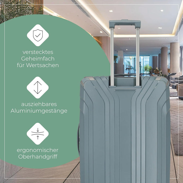 Travelite Hartschalenkoffer gross nachhaltig, 4 Rollen, ELVAA, Trolley mit recyceltem Innenfutter, T