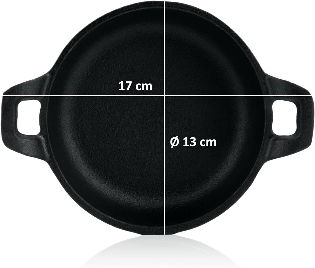 BBQ-Toro Gusseisen Grillpfännchen (6-er Set) | Ø 13 cm | bereits eingebrannt - preseasoned | Gusseis