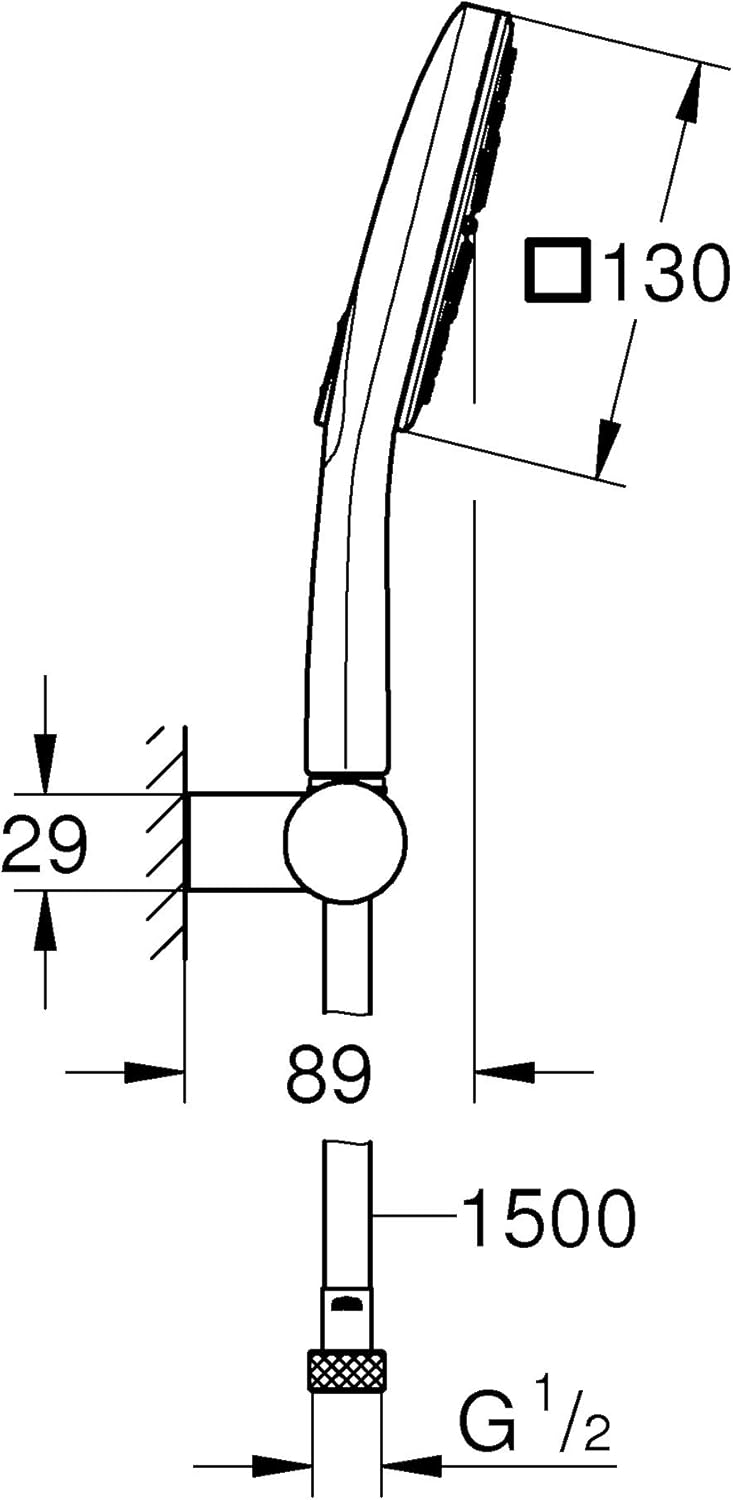 GROHE Rainshower 130 SmartActive Cube | Wandhalterset 3 Strahlarten | Chrom | 26588000 Handbrausehal
