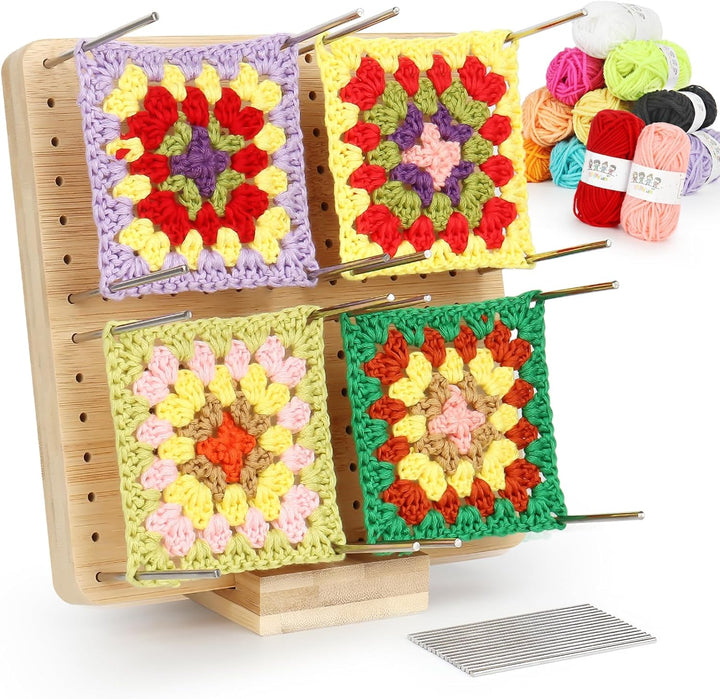 Coopay Granny Square Spanner, Wooden Granny Squares Blocking Board, 20 x 20 cm Sperrbrett Häkeln mit