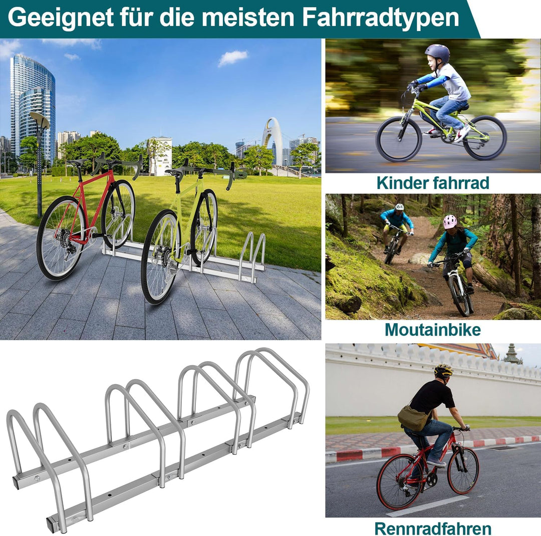 Ansobea Fahrradständer für 4 Fahrräder 35-55 mm Reifenbreite,Fahrradständer Bodenparker,Fahrrad Stän