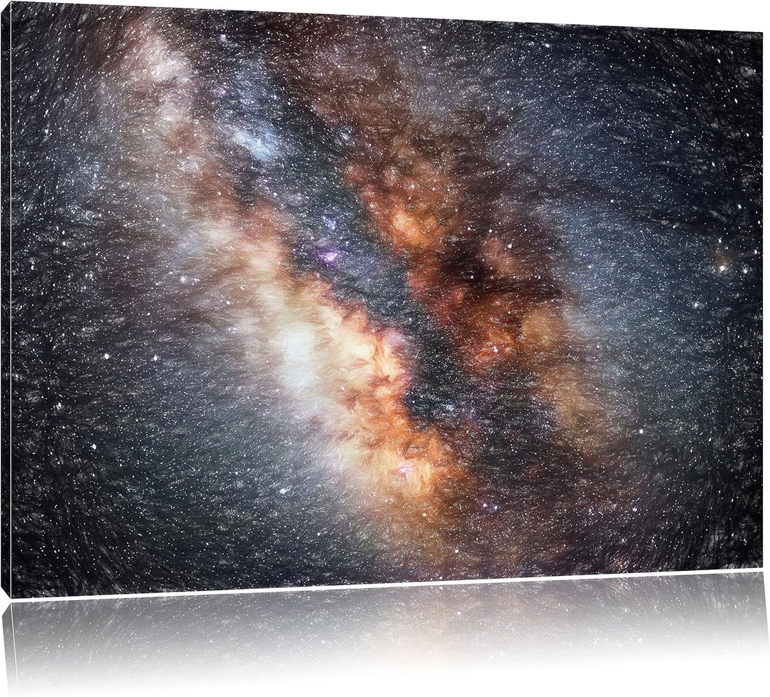 Pixxprint Zentrum der Milchstrasse Kunst Buntstift Effekt, Format: 100x70 auf Leinwand, 100x70
