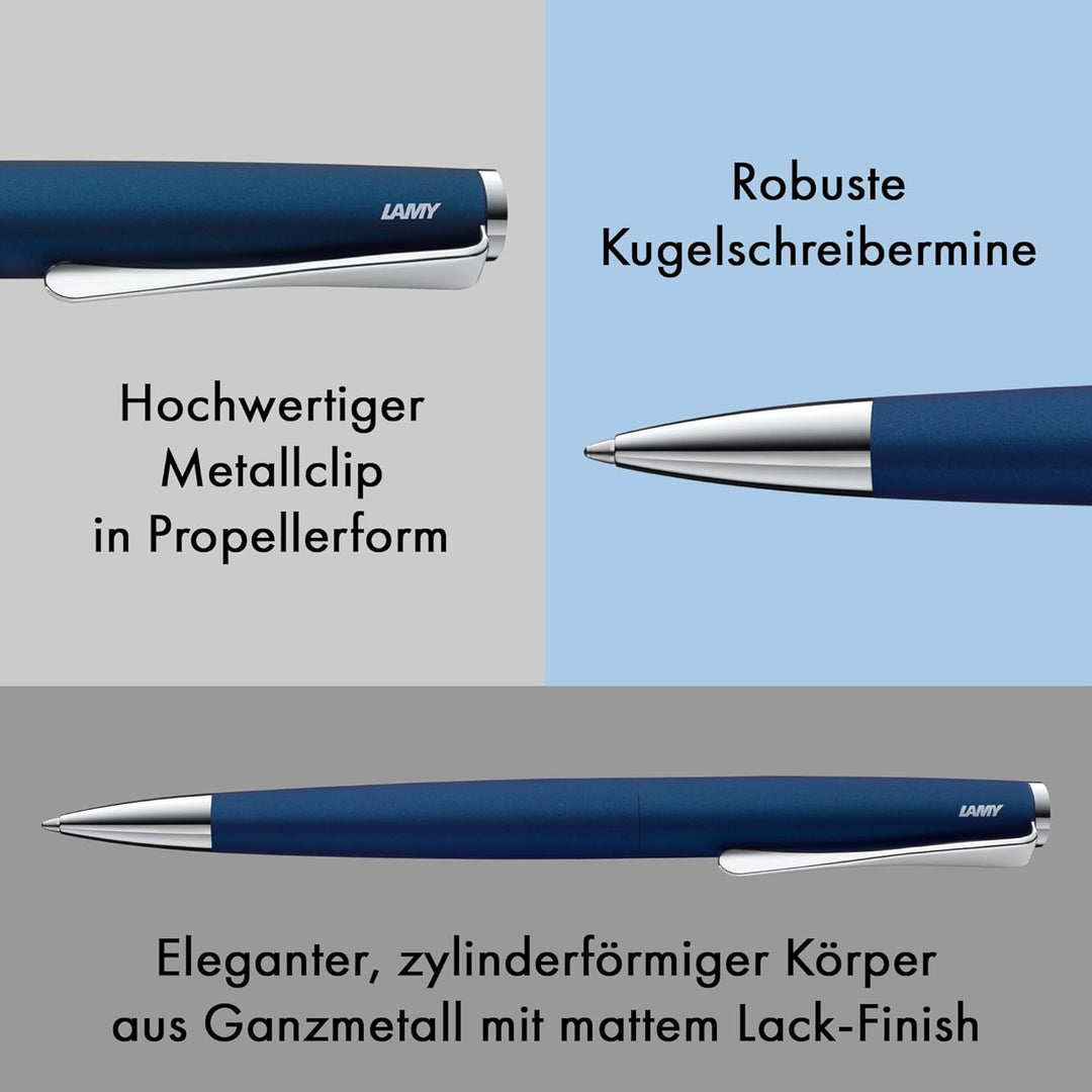 LAMY studio Premium Kugelschreiber 267 aus Edelstahl in mattem Lack-Finish, propellerförmige Clip-Dr