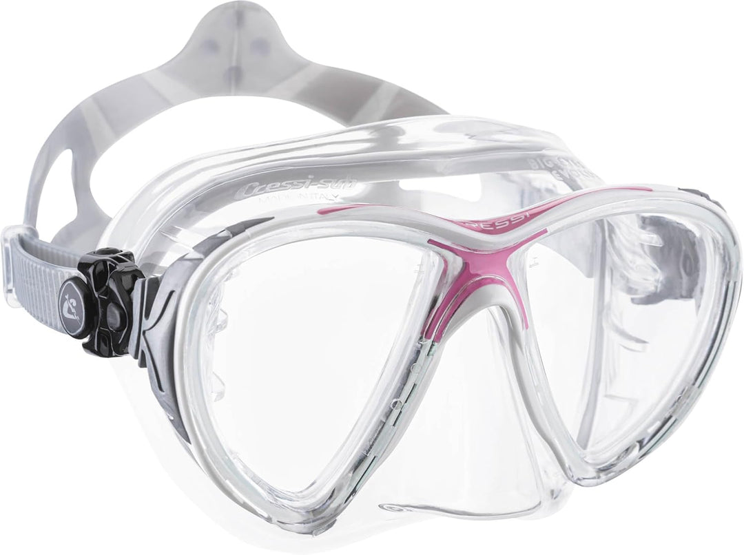 Cressi Men's Big Eyes Evolution Scuba Diving and Snorkeling Mask Eine Grösse Transparent/Rosa, Eine