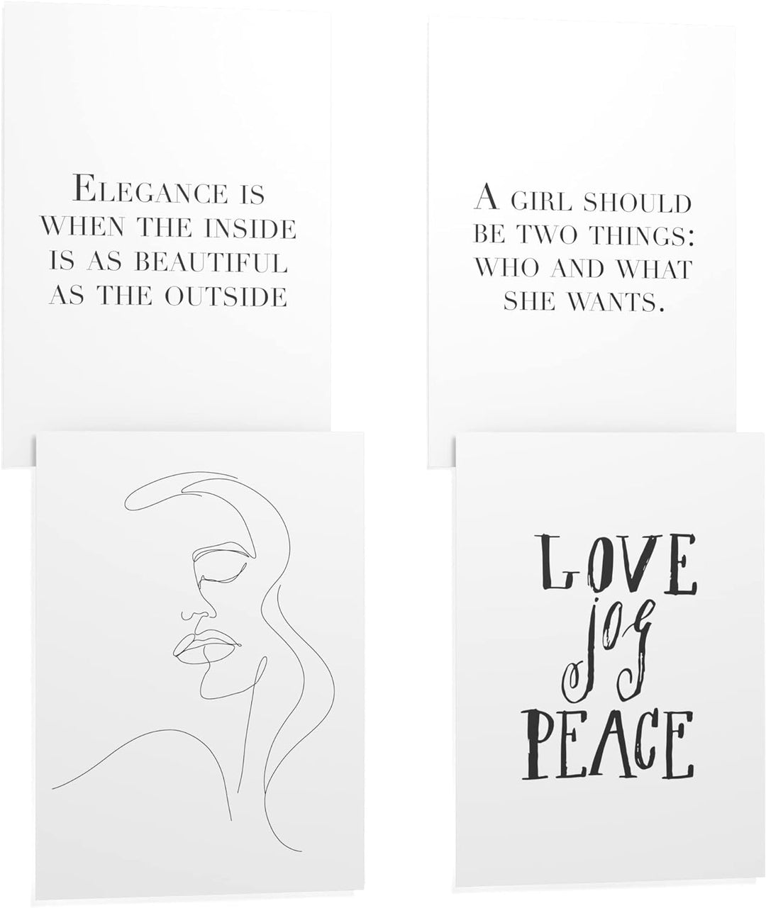 Papierschmiede® Premium Spruchposter Set 4er 50x70 cm (B2), Motiv: Coco Elegance, Fashion Quote, Pos
