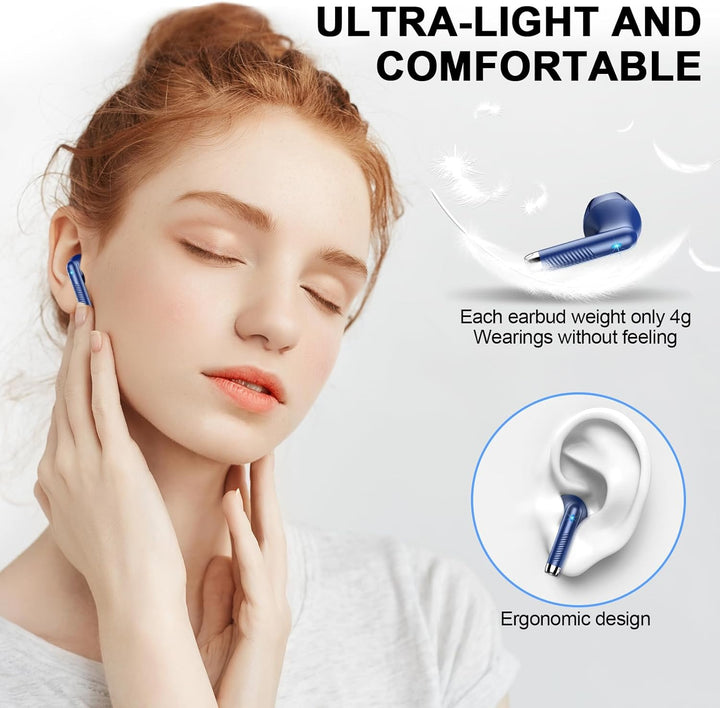Bluetooth 5.4 Kopfhörer, In Ear Kopfhörer Kabellos mit 4 Mic, 48H Tiefer Bass Spielzeit Wireless Ear