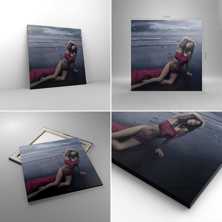 ARTTOR Bilder auf Leinwand 70x70cm Leinwandbild Modell Möwe Vogel Natur Gross Wanddeko Bild Schlafzi