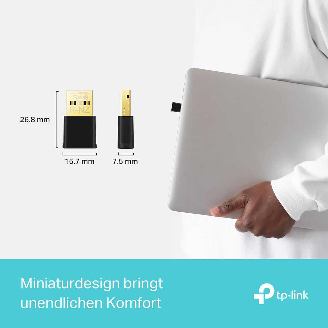 TP-Link Archer TX20U Nano WLAN Stick Für PC, WiFi 6 AX1800 Dual Band WLAN Adapter, Nano Grösse, WPA3