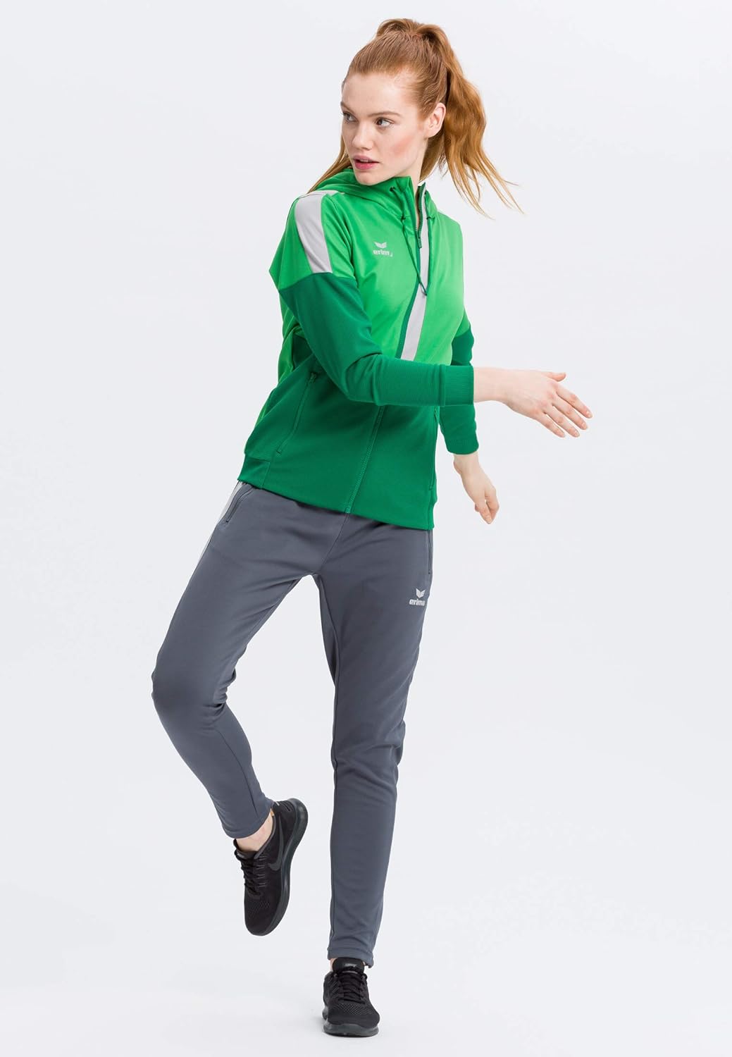 Erima Damen Squad Trainings Jacke, Fern Green/Smaragd/Silver Grey