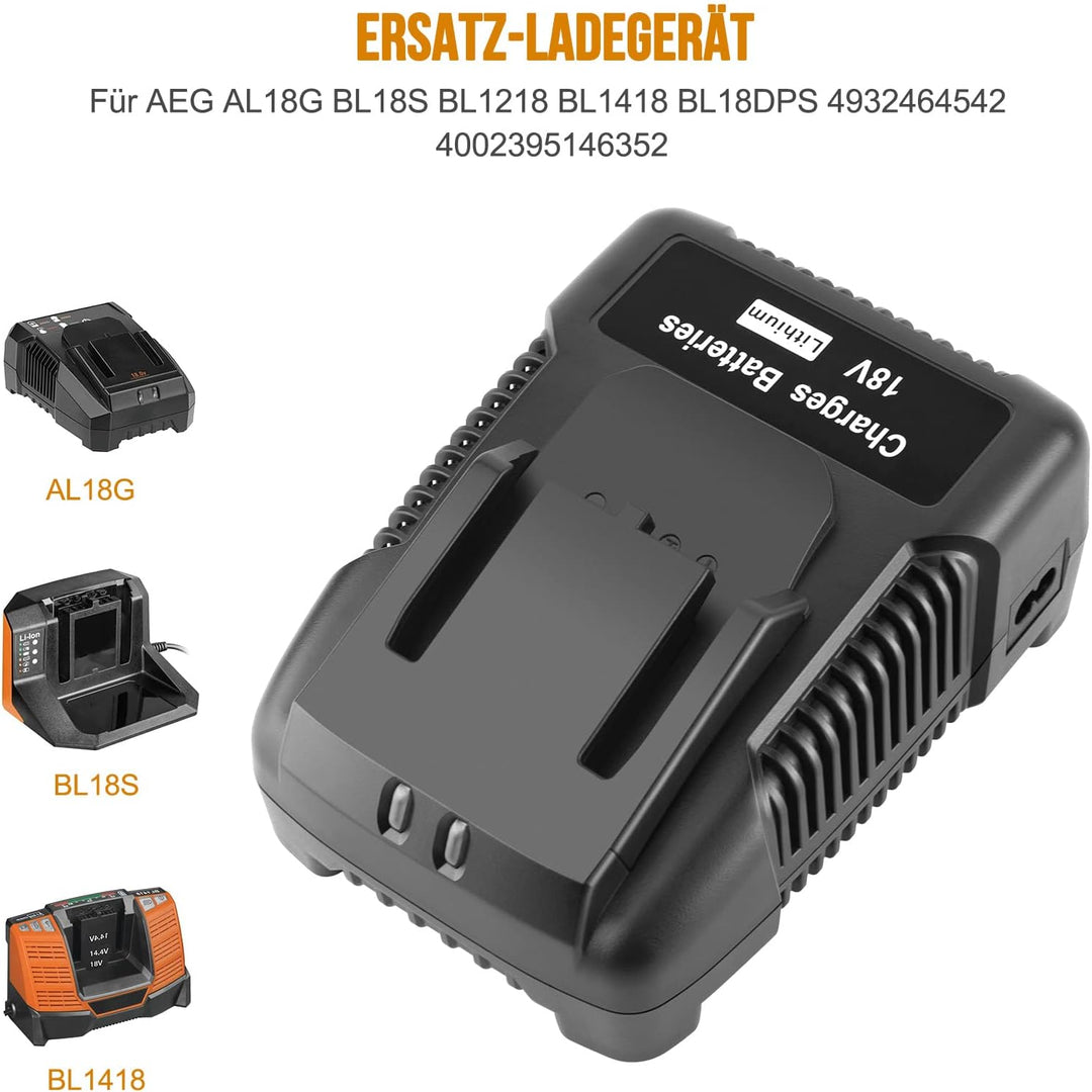 ADVTRONICS 18V 2.0A R86091 BL1218 BL1418 Ladegerät Kompatibel mit AEG 18V Lithium-Ionen-Akku L1815 L