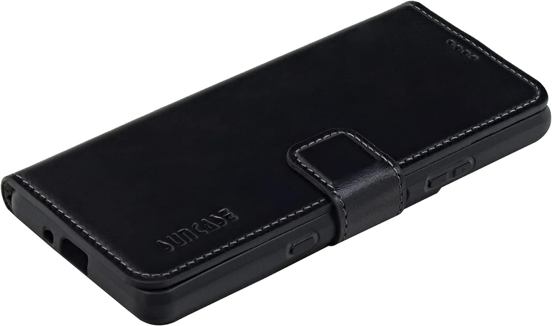 Suncase Book-Style Hülle kompatibel mit Sony Xperia 10 III 3 (2021) Leder Tasche (Slim-Fit) Lederhül