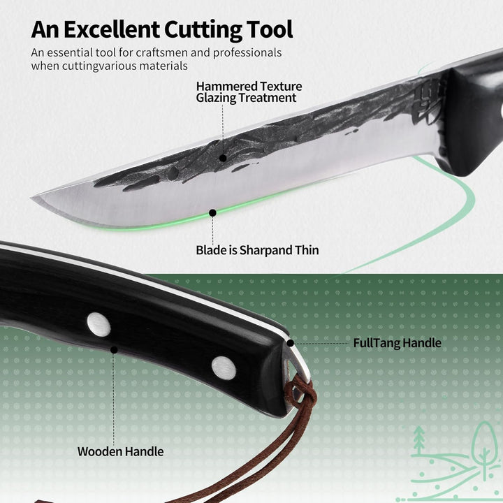 FULLHI Ausbeinmesser, Multi-Farben Griff Full Tang Küchenmesser, High Carbon Steel Carving Fishing D